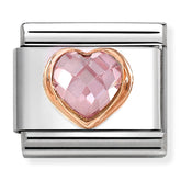 Nomination Composable Classic Link 430607/003 Pink CZ Heart in 9K Rose Gold